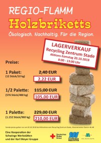 Holzbriketts: Lagerverkauf am 20.10. in Stade